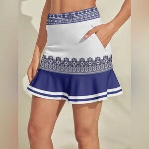 NWT ACEGOLFS Pretty Feminine Silky 17 Inch Ruffle Skirt Built In Shorts UPF50+ M